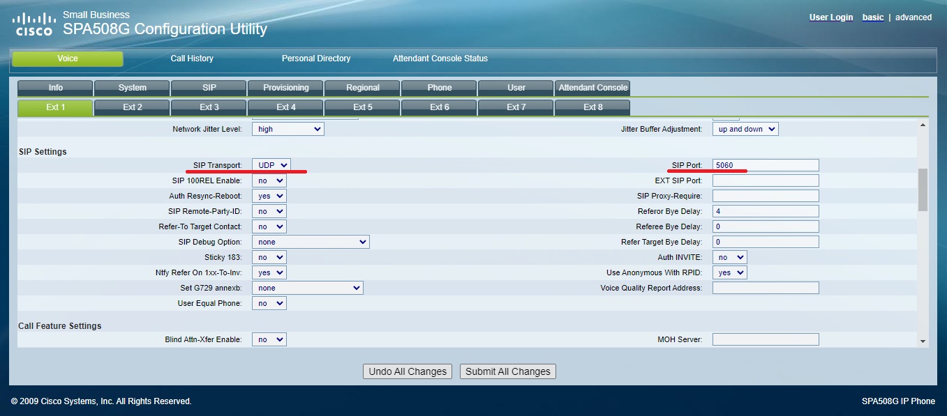 Sip Transport is UDP and sip port is 5060